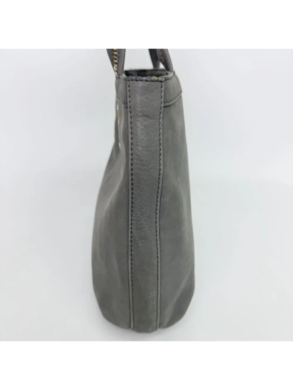 Fendi Nubuck FF Chain Tote Bag Leather Gray Gold Vintage
